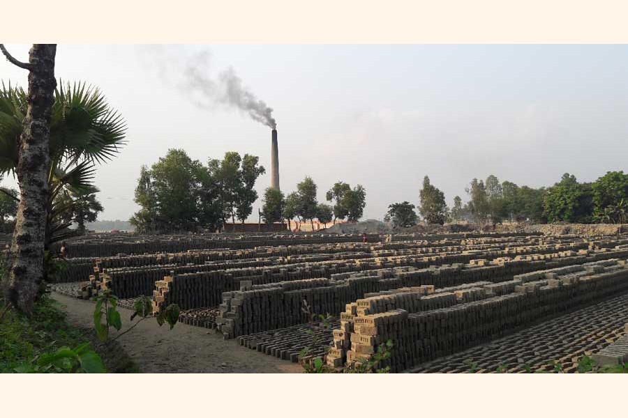 A partial view of a brick kilns in Gazipur — UNB Photo