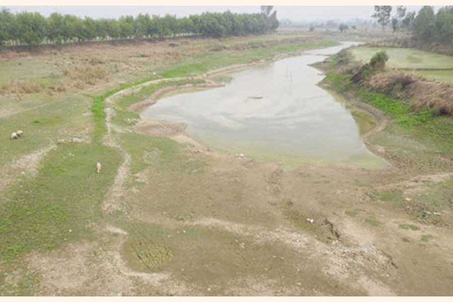 A poor state of the Nagore river in Bogura district — FE Photo