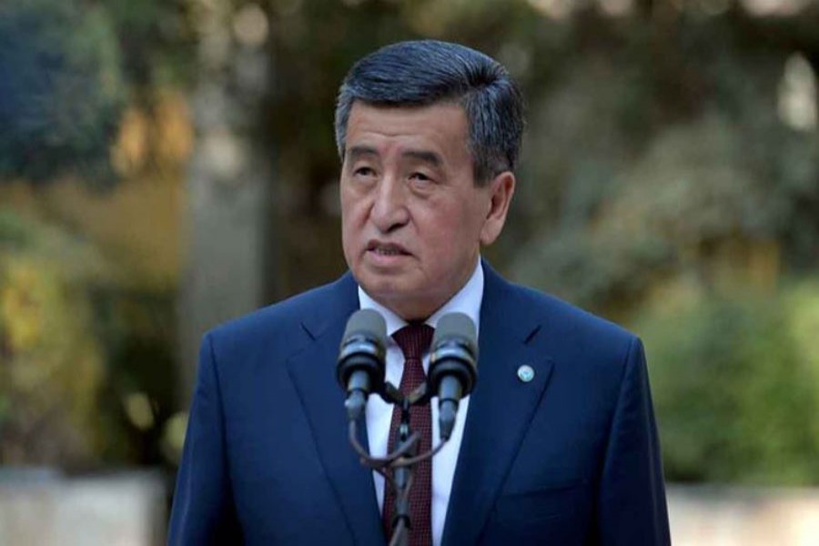 Kyrgyzstan's President Sooronbay Jeenbekov speaks after a vote at parliamentary election in Bishkek, Kyrgyzstan October 04, 2020. REUTERS