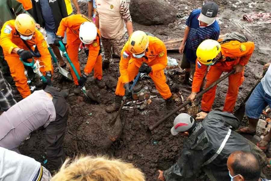 Indonesia rescue agency searching for a body at an area affected by flash floods after heavy rains in East Flores, East Nusa Tenggara province, Indonesia, on Monday -Reuters photo