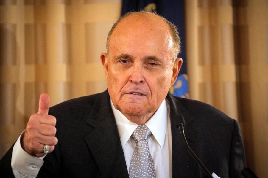 Rudy Giuliani, former New York City Mayor and personal attorney to US President Donald Trump, speaks during a news conference to promote Republican Party candidates in New York City, US, September 16, 2020. REUTERS/Brendan McDermid