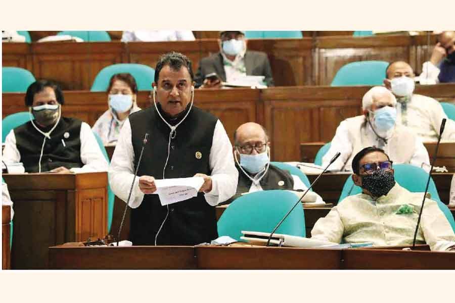 Finance minister AHM Mustafa Kamal during the budget speech at the national parliament on June 3. —PID Photo