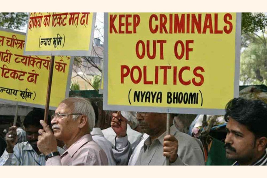 A protest rally in India against the criminalisation of politics. —Collected Photo